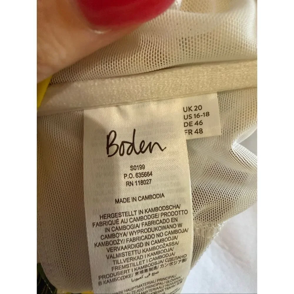 Boden Womens Lemon Print Halter Twist Front Bikini Top Yellow Green Size 16-18